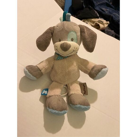 NATTOU Baby Doggie Puppy Train Musical Pull String Attach anywhere Plaid Bandana - Picture 3 of 9